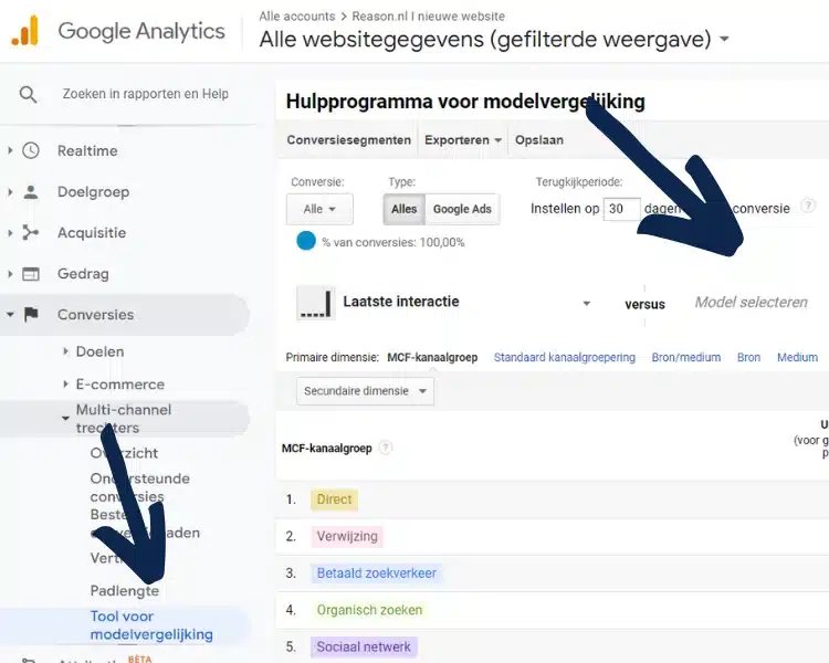 Attributiemodel instellen Google Analytics