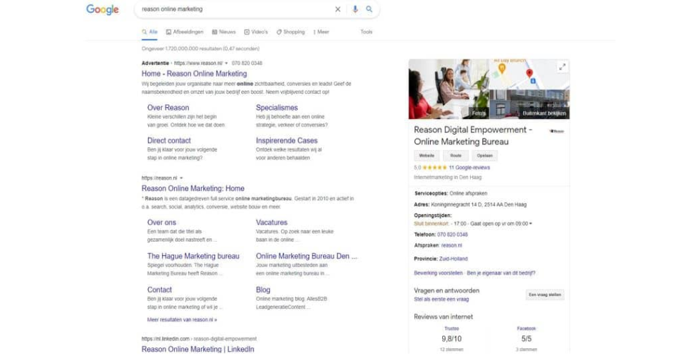 Google Mijn Bedrijf profiel