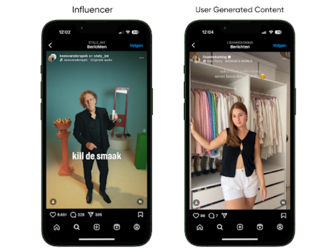 Voorbeelden van Influencer content en User Generated Content