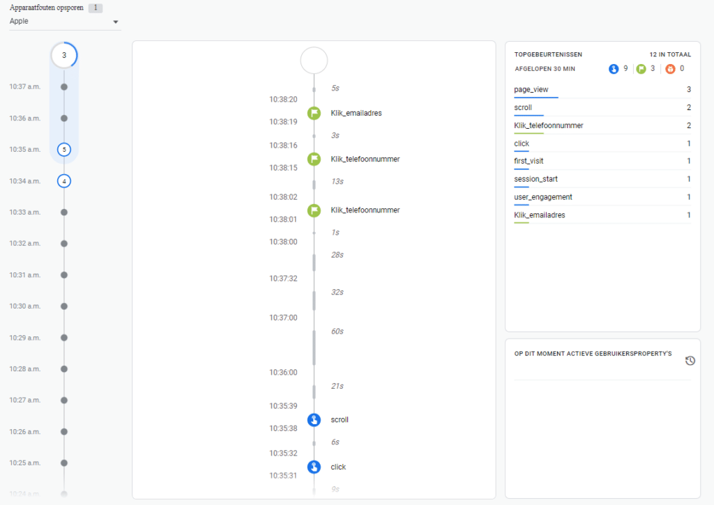 Conversies testen binnen DebugView
