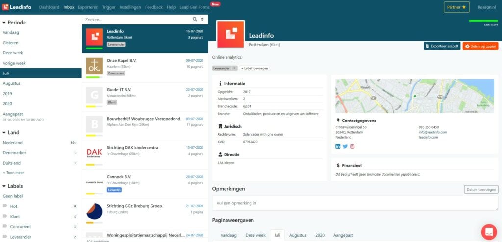 Leadinfo bezoekinformatie
