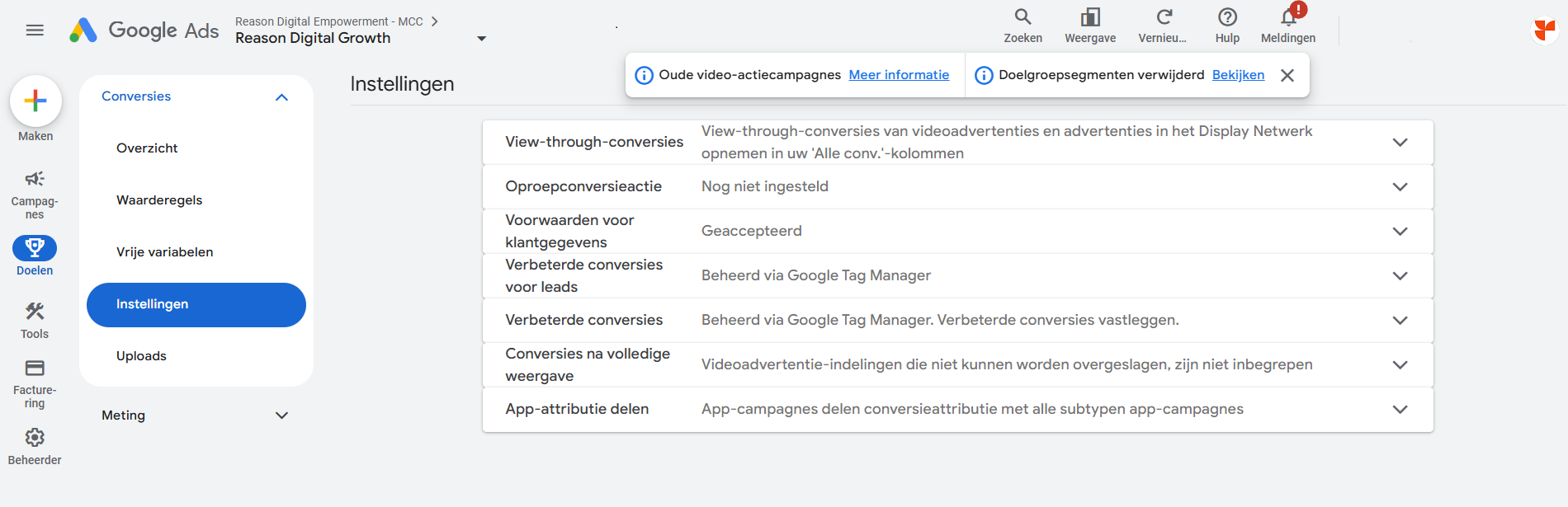 Google Ads conversies instellen