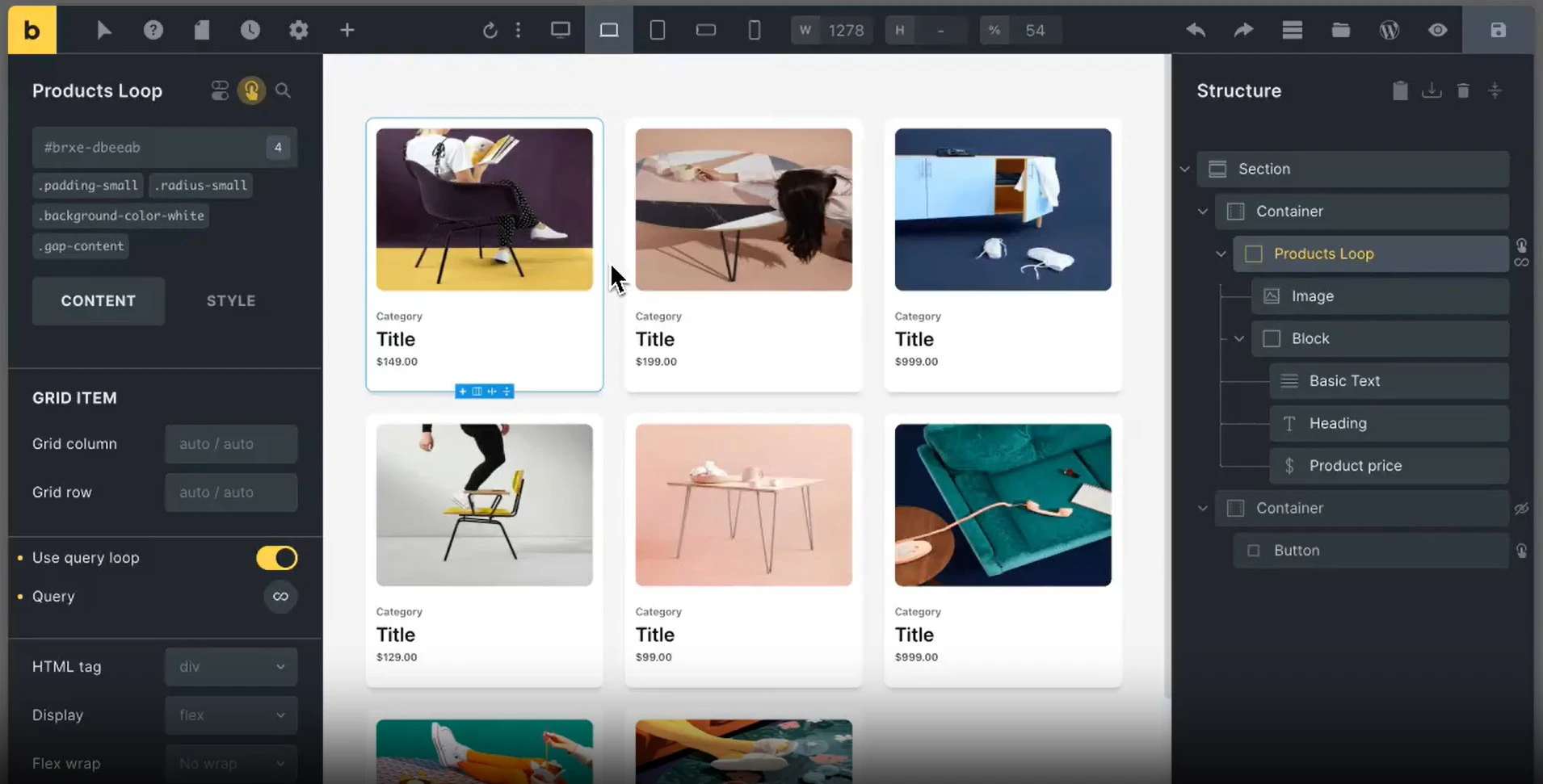 Bricks builder site visueel bouwen